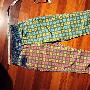 Ragged Priest red and green checkers jester jeans size 26